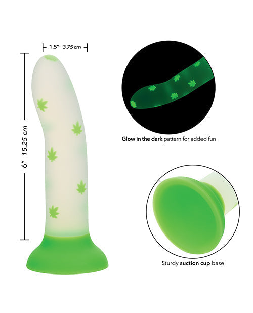 Glowing Stick Realistic Dildo | Leaf Suction Cup Dildo | Green Glow-in-the-Dark Big Dildo