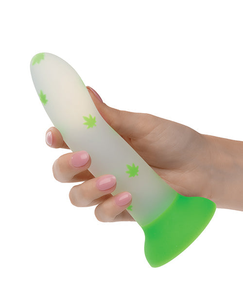 Glowing Stick Realistic Dildo | Leaf Suction Cup Dildo | Green Glow-in-the-Dark Big Dildo