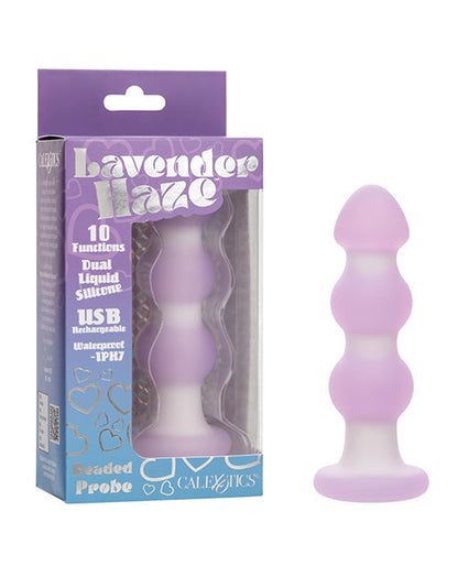 Lavender Haze Beaded Anal Probe - Lavender/White