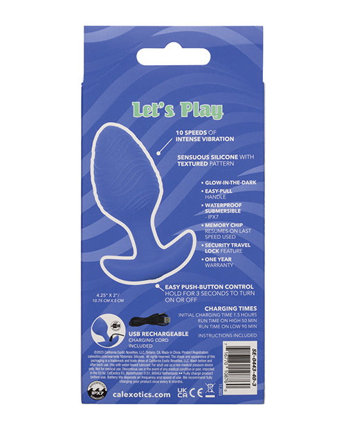 Cheeky Glow in the Dark Vibrating Butt Plug -  Large Blue