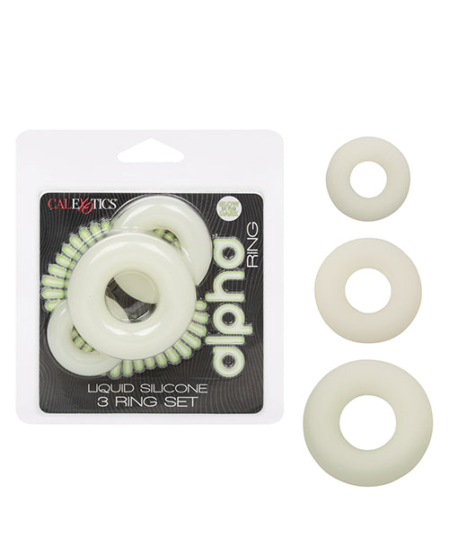 Alpha Liquid Silicone Glow in the Dark Cock Ring - Set of 3