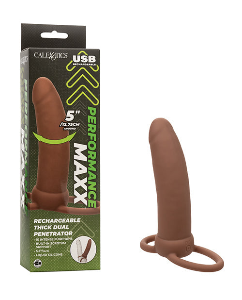 Performance Maxx Rechargeable Thick Dual Penetrator - Brown