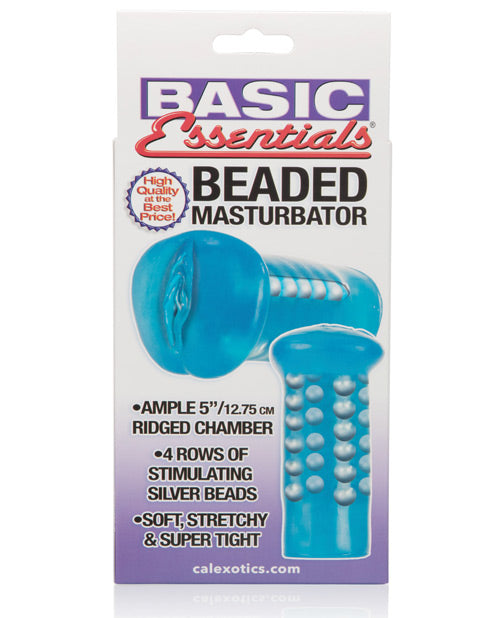 Basic Essentials Beaded Masturbator - Blue