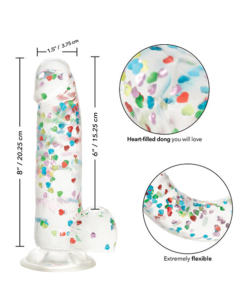 Naughty Bits Large Dildo | I Love Dick Suction Cup Dildo | Heart Filled Multicolor Big Dildo