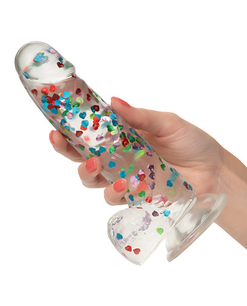 Naughty Bits Large Dildo | I Love Dick Suction Cup Dildo | Heart Filled Multicolor Big Dildo