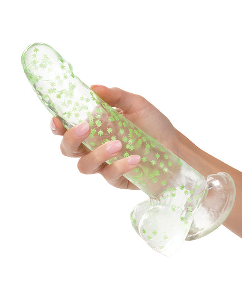 Naughty Bits Large Dildo | Glow In The Dark Big Dildo | Weed Leaf Suction Cup Dildo