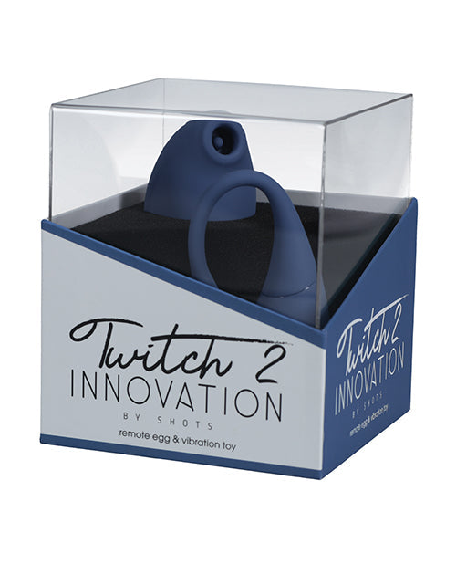 Shots Twitch 2 Vibrator w/Remote Control Vibrating Egg - Blue Grey