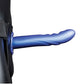 Shots Ouch 8" Textured Curved Hollow Strap On - Metallic Blue