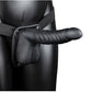 Shots Ouch 8" Ribbed Hollow Strap On w/Balls - Black