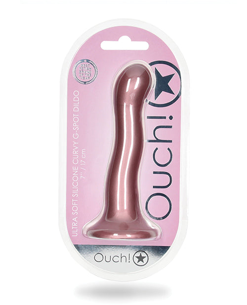 Shots Ouch 7" Big Dildo | Curvy G-Spot Realistic Dildo | Rose Gold Suction Cup Dildo