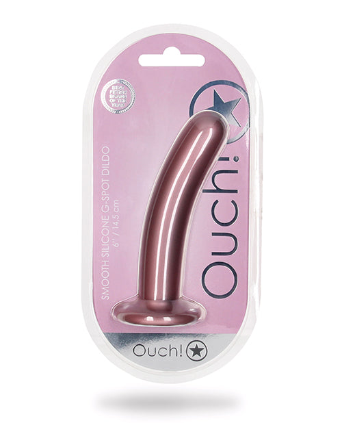 Shots Ouch 6" Big Dildo | Smooth G-Spot Realistic Dildo | Silicone Rose Gold Suction Cup Dildo