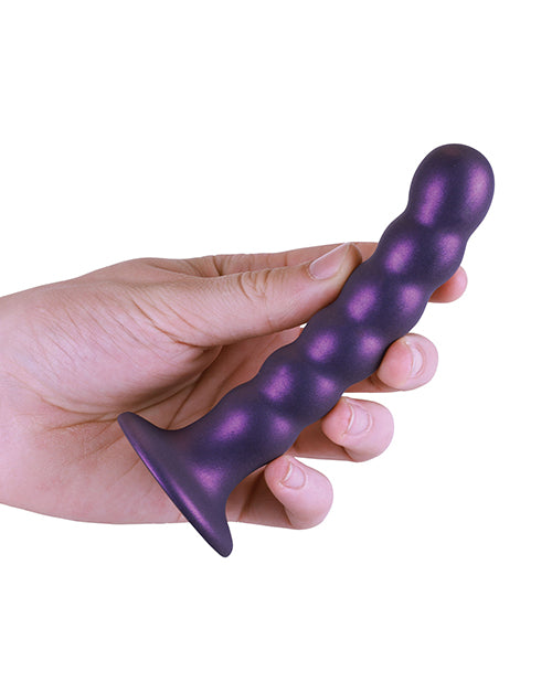 Shots Ouch 5" Big Dildo | Beaded G-Spot Realistic Dildo | Metallic Purple Suction Cup Dildo