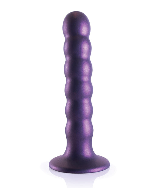 Shots Ouch 5" Big Dildo | Beaded G-Spot Realistic Dildo | Metallic Purple Suction Cup Dildo