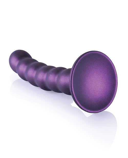 Shots Ouch 5" Big Dildo | Beaded G-Spot Realistic Dildo | Metallic Purple Suction Cup Dildo