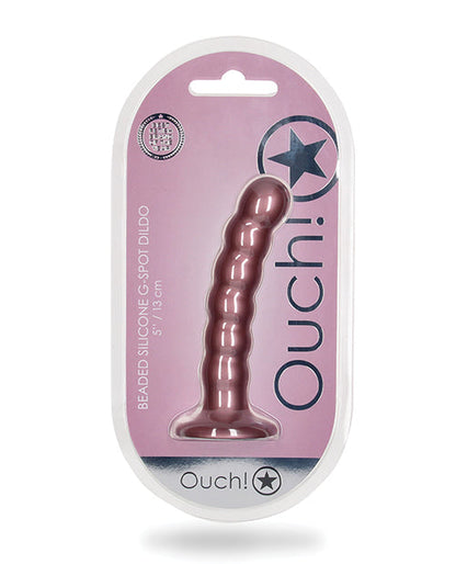 Shots Ouch 5" Big Dildo | Beaded G-Spot Large Dildo | Rose Gold Suction Cup Dildo