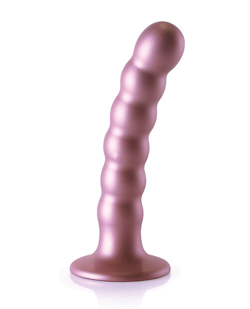 Shots Ouch 5" Big Dildo | Beaded G-Spot Large Dildo | Rose Gold Suction Cup Dildo