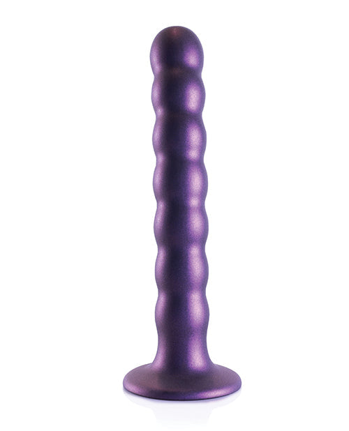 Shots Ouch 6.5" Big Dildo | Beaded G-Spot Realistic Dildo | Metallic Purple Suction Cup Dildo