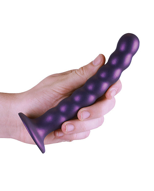 Shots Ouch 6.5" Big Dildo | Beaded G-Spot Realistic Dildo | Metallic Purple Suction Cup Dildo