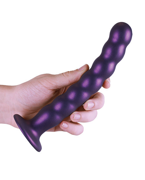 Shots Ouch 8" Big Dildo | Beaded G-Spot Large Dildo | Metallic Purple Suction Cup Dildo