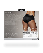 Shots Ouch Vibrating Strap On High-Cut Brief - Black M/L