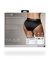 Shots Ouch Vibrating Strap On High-Cut Brief - Black XL/XXL