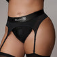 Shots Ouch Vibrating Strap On Thong w/Adjustable Garters - Black XL/XXL