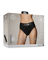 Shots Ouch Vibrating Strap On Thong w/Removable Rear Straps - Black XS/S