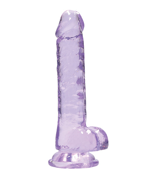 Shots RealRock Realistic Dildo | Clear 7" Big Dildo with Balls | Purple Suction Cup Dildo