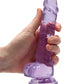 Shots RealRock Realistic Dildo | Clear 7" Big Dildo with Balls | Purple Suction Cup Dildo