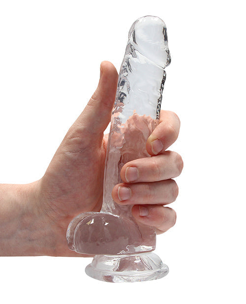 Shots RealRock Realistic Dildo | Crystal Clear 7" Big Dildo with Balls | Suction Cup Dildo