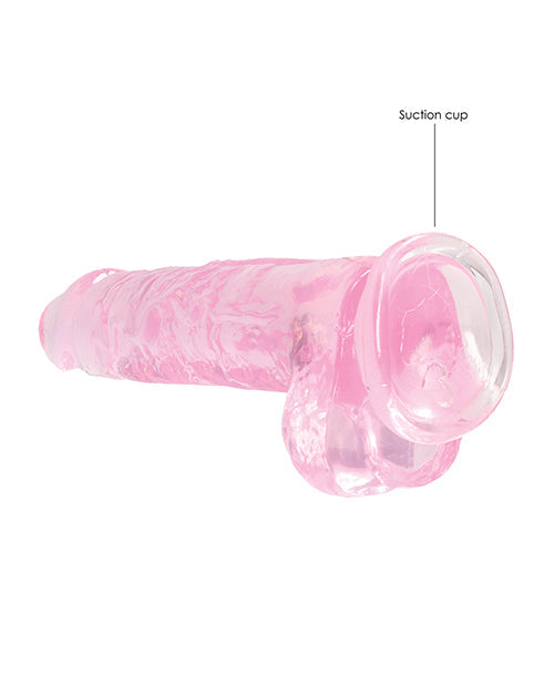 Shots RealRock Realistic Dildo | Clear 8" Big Dildo with Balls | Pink Dildo | Suction Cup Dildo