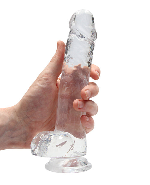 Shots RealRock Realistic Dildo | Clear 8" Big Dildo with Balls | Transparent Suction Cup Dildo