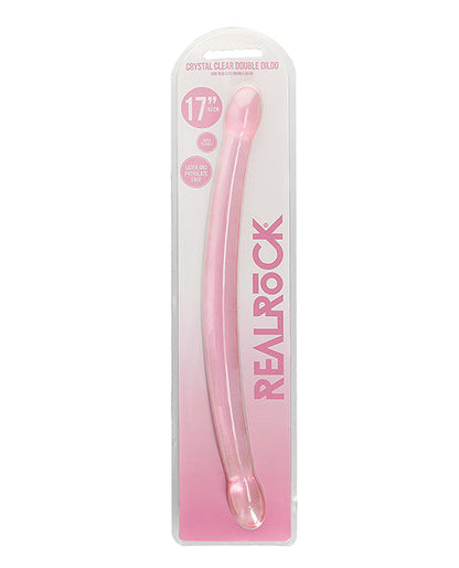 Shots RealRock Giant Dildo | Crystal Clear 17" Big Dildo | Double Dildo | Pink Dildo