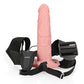 Shots RealRock 8" Vibrating Hollow Strap On W/O Balls - Flesh