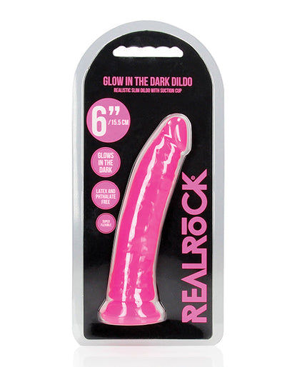 Shots RealRock 6" Big Dildo | Slim Pink Realistic Dildo | Glow in the Dark Suction Cup Dildo