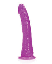 Shots RealRock 6" Big Dildo | Slim Neon Purple Realistic Dildo | Glow in the Dark Suction Cup Dildo