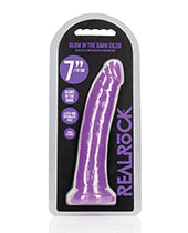 Shots RealRock 7" Big Dildo | Slim Purple Large Dildo | Glow in the Dark Suction Cup Dildo