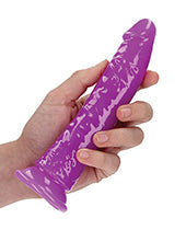 Shots RealRock 7" Big Dildo | Slim Purple Large Dildo | Glow in the Dark Suction Cup Dildo