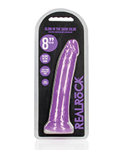 Shots RealRock 8" Big Dildo | Slim Purple Realistic Dildo | Glow in the Dark Suction Cup Dildo