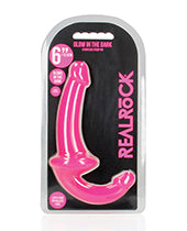 Shots RealRock 6" Strapless Strap On Glow in the Dark - Neon Pink