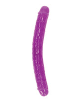 Shots RealRock 12" Big Dildo | Neon Purple Double Dildo | Glow in the Dark Suction Cup Dildo