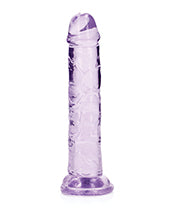 Shots RealRock Large Dildo | Crystal Clear 6" Big Dildo | Straight Purple Suction Cup Dildo