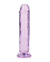 Shots RealRock Anal Dildo | Crystal Clear 7" Big Dildo | Straight Purple Suction Cup Dildo