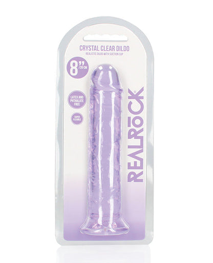 Shots RealRock Realistic Dildo | Clear 8" Big Dildo | Straight Purple Suction Cup Dildo