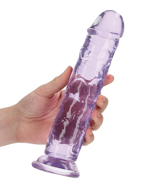 Shots RealRock Anal Dildo | Crystal Clear 9" Big Dildo | Straight Purple Suction Cup Dildo