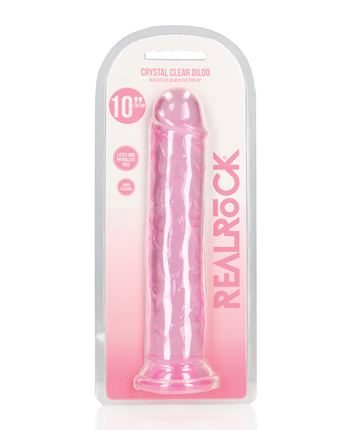 Shots RealRock Realistic Dildo | Clear Suction Cup Dildo | 10" Big Dildo | Straight Pink Dildo