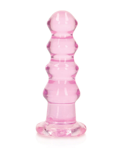 Shots RealRock Crystal Clear 5.5" Curvy Dildo/Butt Plug - Pink