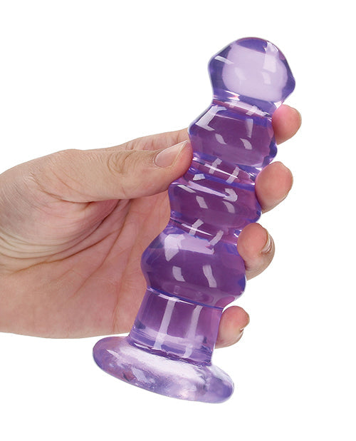 Shots RealRock Crystal Clear 5.5" Curvy Dildo/Butt Plug - Purple