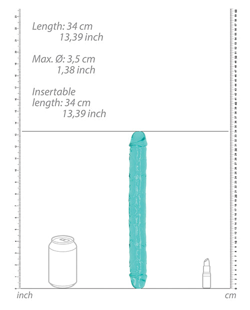 Shots RealRock Realistic Dildo | Crystal Clear 13" Big Dildo | Turquoise Double Dildo | Anal Dildo