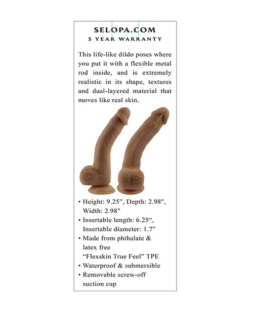 Selopa Natural Suction Cup Dildo | Feel 7" Big Dildo | Flexskin Dark Realistic Dildo